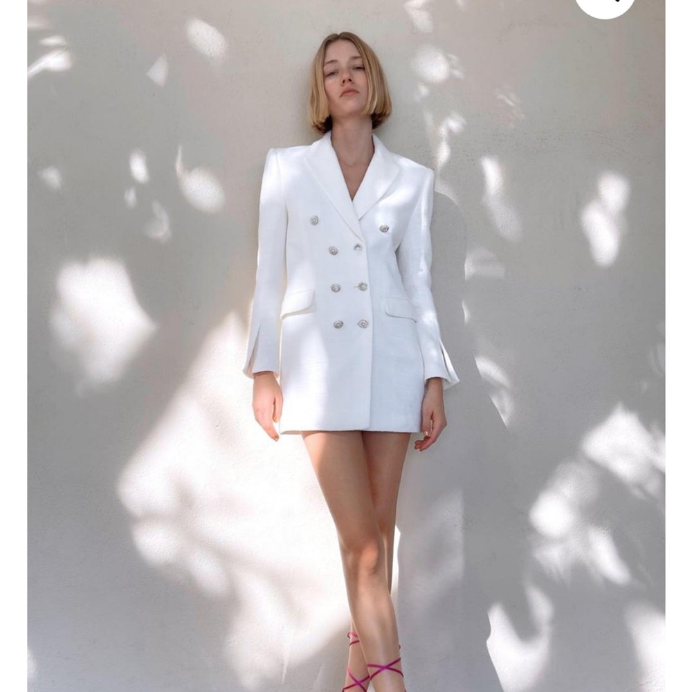 White tweed Zara blazer dress